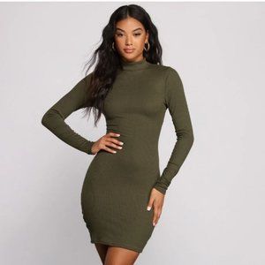 OWN KNIT RUCHED MINI DRESS